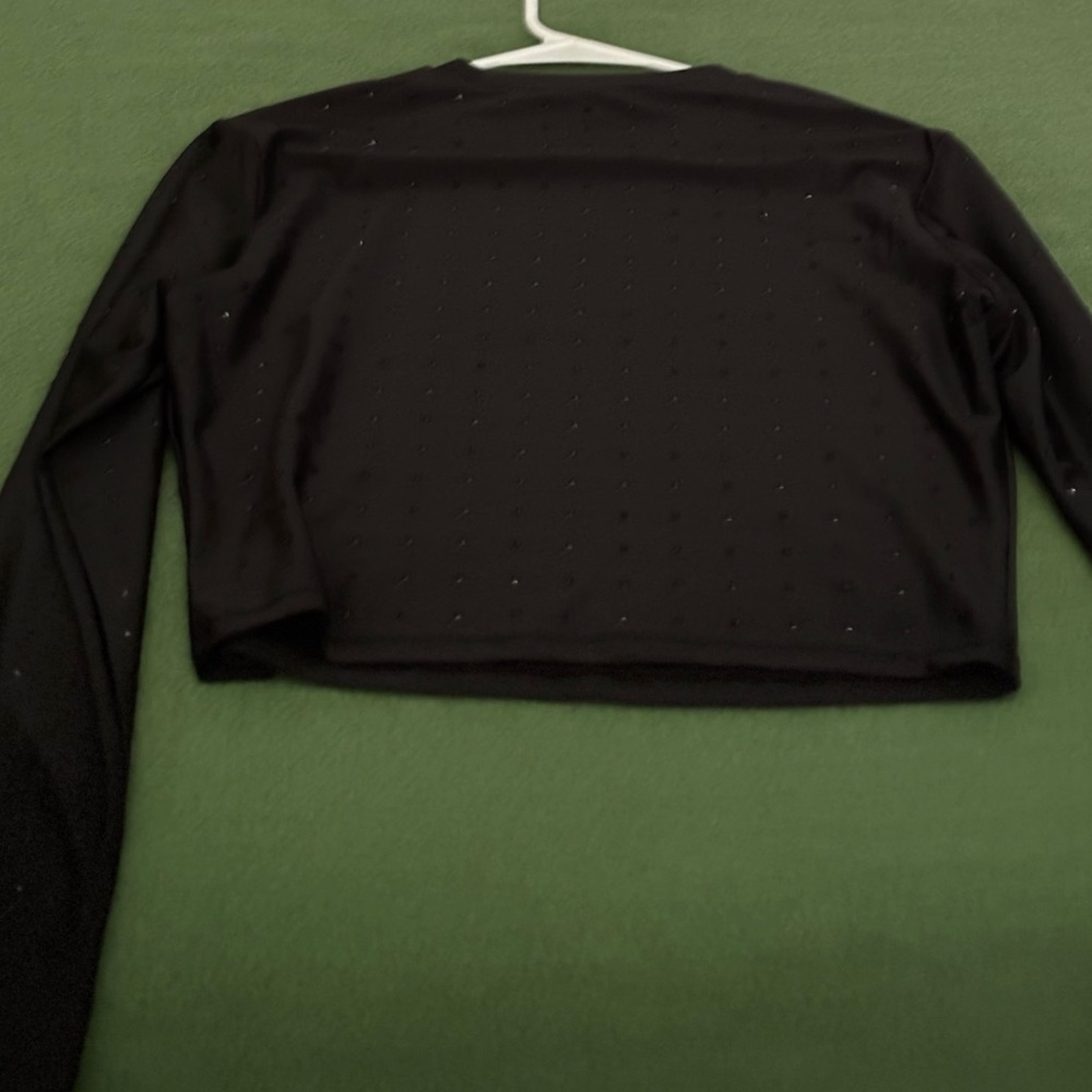 Frame Long Sleeve Cropped Rhinestone Top - Picture 3 of 8